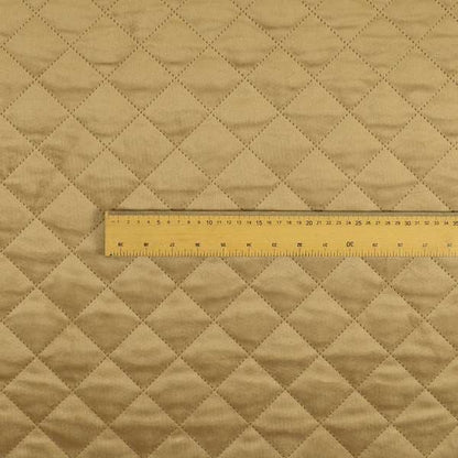 Rothko Quilted Velvet Plain Upholstery Fabric In Beige Colour