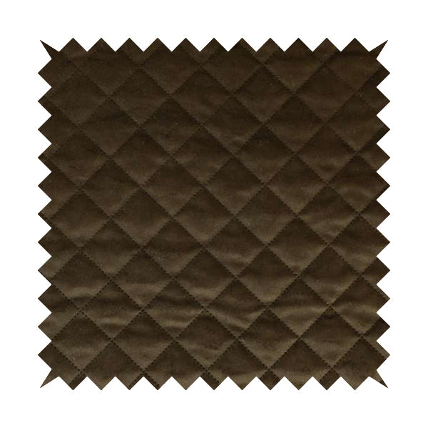 Rothko Quilted Velvet Plain Upholstery Fabric In Brown Colour - Roman Blinds