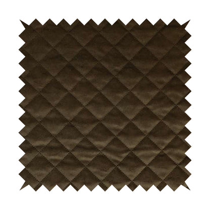 Rothko Quilted Velvet Plain Upholstery Fabric In Brown Colour - Roman Blinds