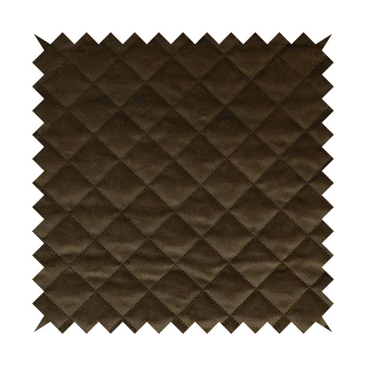 Rothko Quilted Velvet Plain Upholstery Fabric In Brown Colour