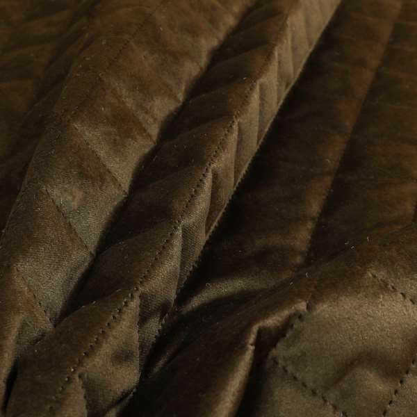 Rothko Quilted Velvet Plain Upholstery Fabric In Brown Colour - Roman Blinds