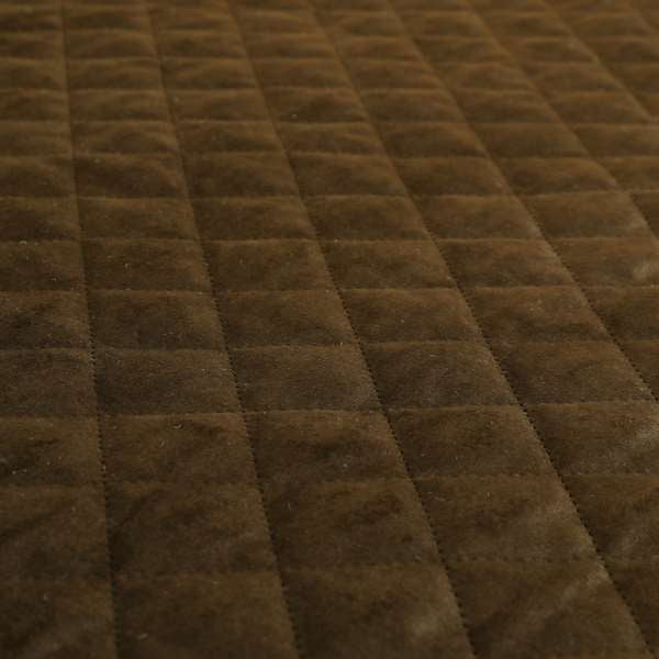 Rothko Quilted Velvet Plain Upholstery Fabric In Brown Colour - Roman Blinds