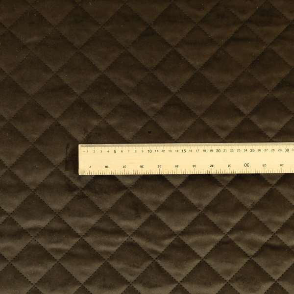 Rothko Quilted Velvet Plain Upholstery Fabric In Brown Colour