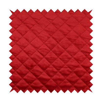 Rothko Quilted Velvet Plain Upholstery Fabric In Red Colour - Roman Blinds