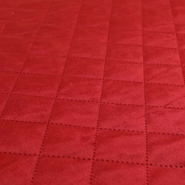 Rothko Quilted Velvet Plain Upholstery Fabric In Red Colour - Roman Blinds