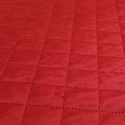 Rothko Quilted Velvet Plain Upholstery Fabric In Red Colour - Roman Blinds