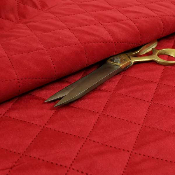 Rothko Quilted Velvet Plain Upholstery Fabric In Red Colour - Roman Blinds