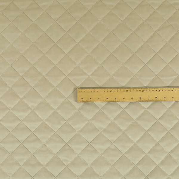 Rothko Quilted Velvet Plain Upholstery Fabric In Cream Colour - Roman Blinds