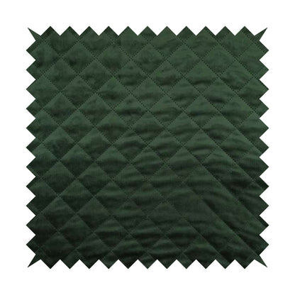 Rothko Quilted Velvet Plain Upholstery Fabric In Army Green Colour