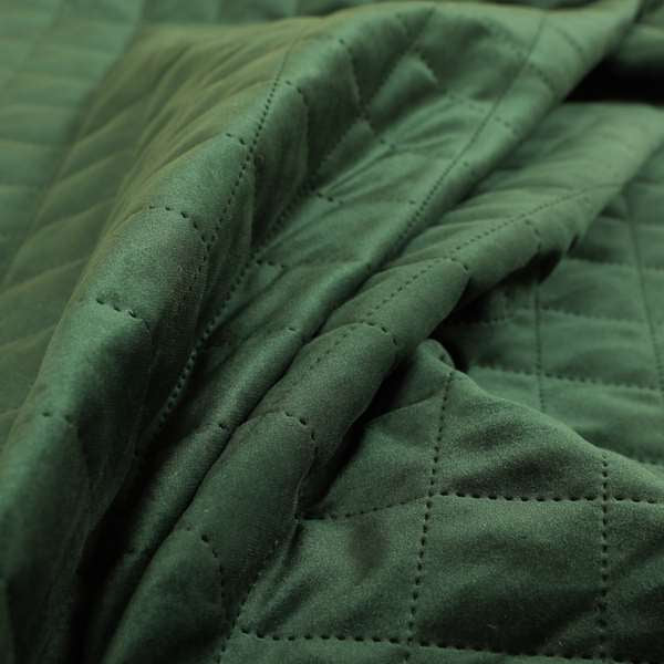 Rothko Quilted Velvet Plain Upholstery Fabric In Army Green Colour - Roman Blinds