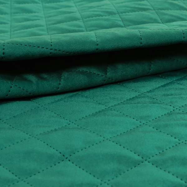 Rothko Quilted Velvet Plain Upholstery Fabric In Teal Blue Colour - Roman Blinds