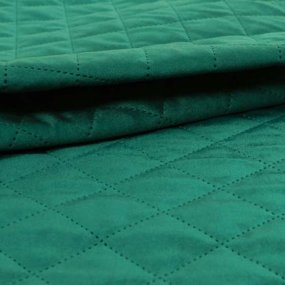 Rothko Quilted Velvet Plain Upholstery Fabric In Teal Blue Colour - Roman Blinds