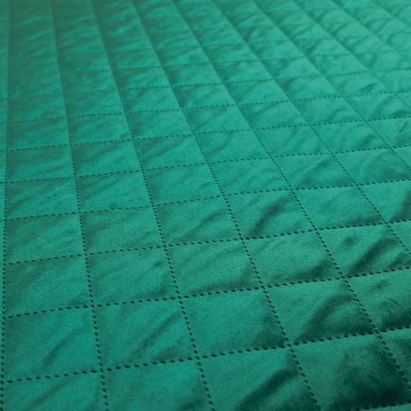 Rothko Quilted Velvet Plain Upholstery Fabric In Teal Blue Colour - Roman Blinds