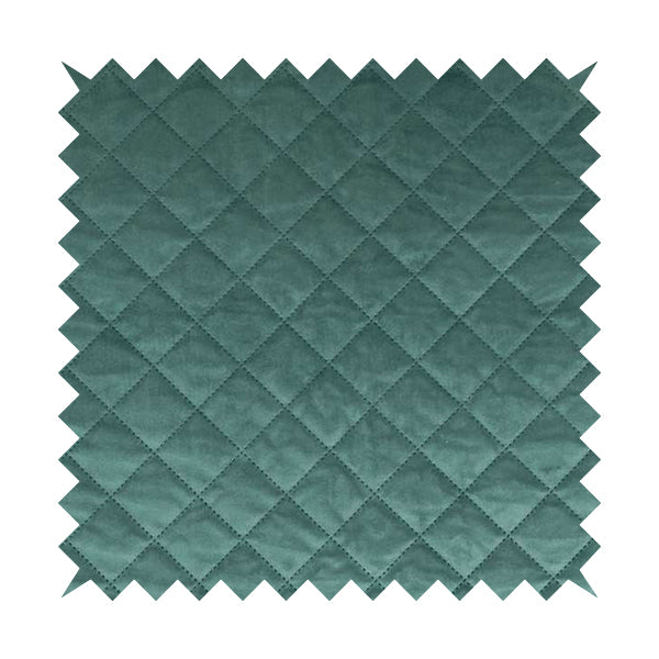 Rothko Quilted Velvet Plain Upholstery Fabric In Ocean Blue Colour - Roman Blinds