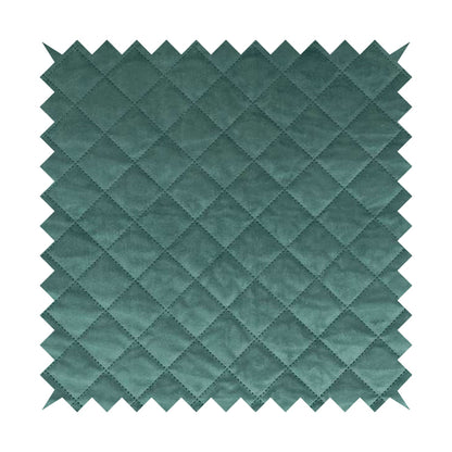 Rothko Quilted Velvet Plain Upholstery Fabric In Ocean Blue Colour