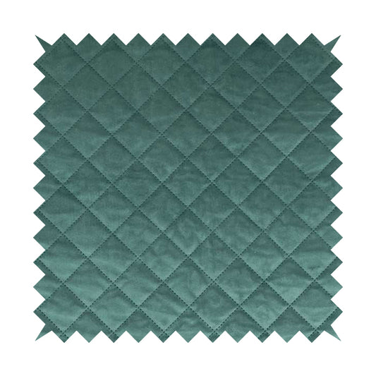 Rothko Quilted Velvet Plain Upholstery Fabric In Ocean Blue Colour