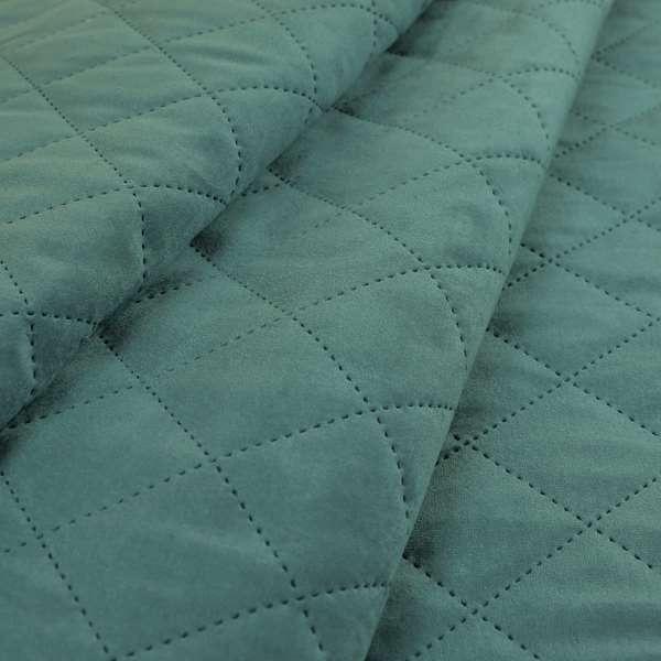 Rothko Quilted Velvet Plain Upholstery Fabric In Ocean Blue Colour