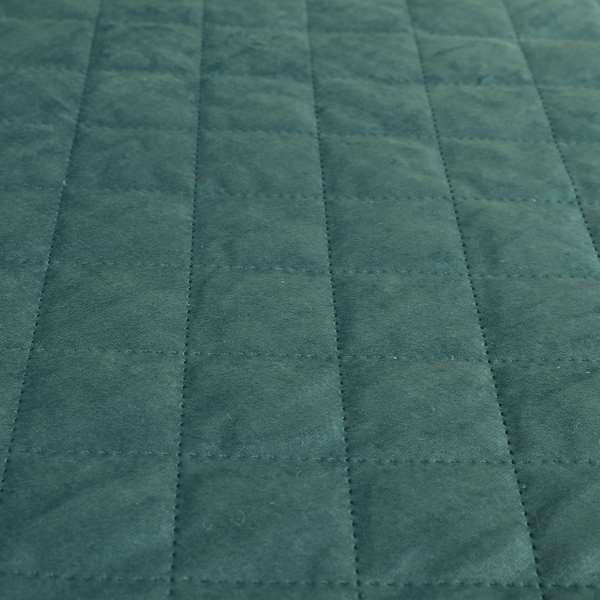 Rothko Quilted Velvet Plain Upholstery Fabric In Ocean Blue Colour - Roman Blinds