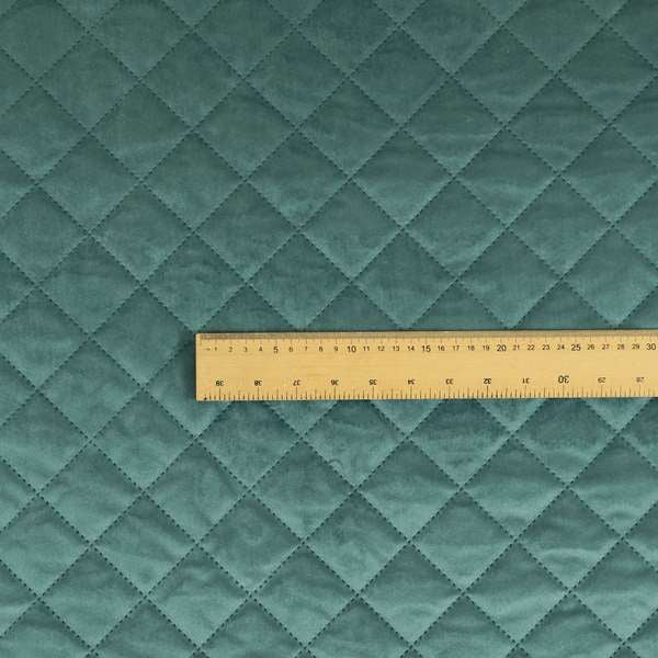 Rothko Quilted Velvet Plain Upholstery Fabric In Ocean Blue Colour - Roman Blinds