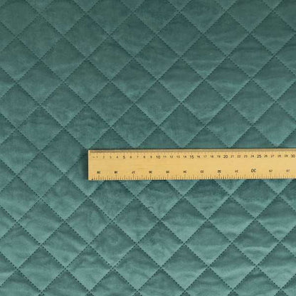 Rothko Quilted Velvet Plain Upholstery Fabric In Ocean Blue Colour - Roman Blinds