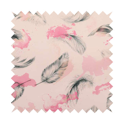 Saleem Printed Velvet Leaf Pattern Velour Soft Velvet Pink Colour Upholstery Fabric - Handmade Cushions