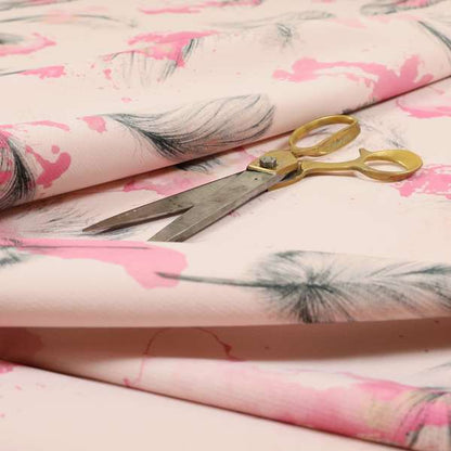 Saleem Printed Velvet Leaf Pattern Velour Soft Velvet Pink Colour Upholstery Fabric - Roman Blinds