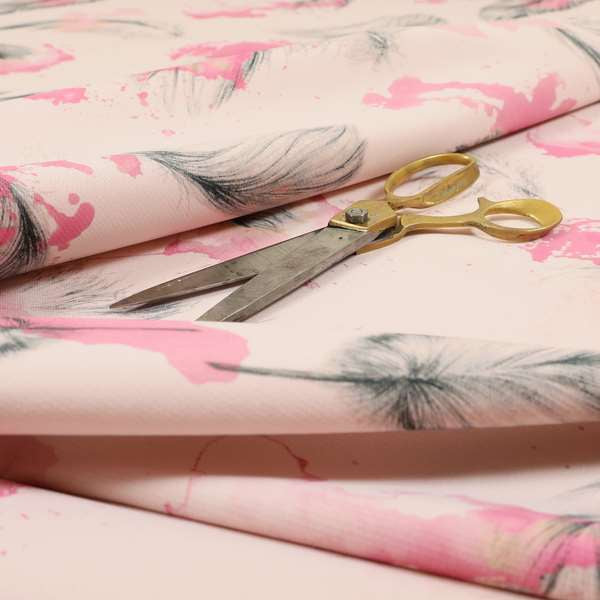Saleem Printed Velvet Leaf Pattern Velour Soft Velvet Pink Colour Upholstery Fabric