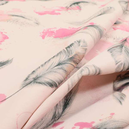 Saleem Printed Velvet Leaf Pattern Velour Soft Velvet Pink Colour Upholstery Fabric - Made To Measure Curtains