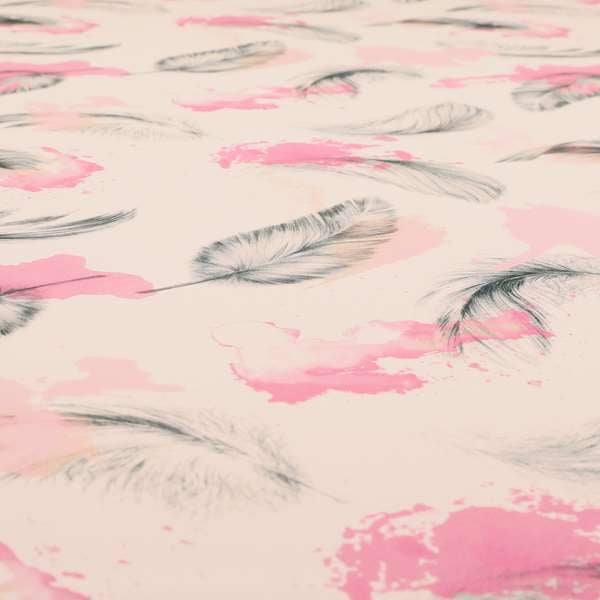 Saleem Printed Velvet Leaf Pattern Velour Soft Velvet Pink Colour Upholstery Fabric - Roman Blinds