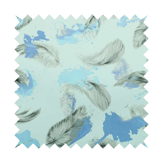 Saleem Printed Velvet Leaf Pattern Velour Soft Velvet Blue Colour Upholstery Fabric