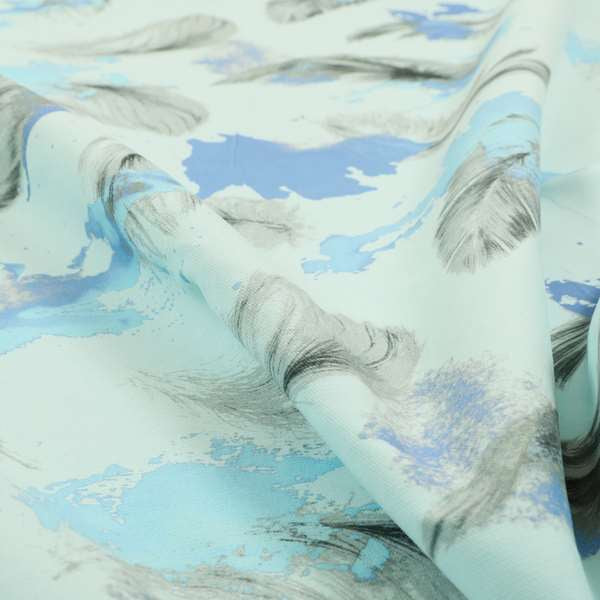 Saleem Printed Velvet Leaf Pattern Velour Soft Velvet Blue Colour Upholstery Fabric