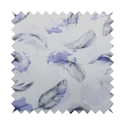 Saleem Printed Velvet Leaf Pattern Velour Soft Velvet Purple Colour Upholstery Fabric - Roman Blinds