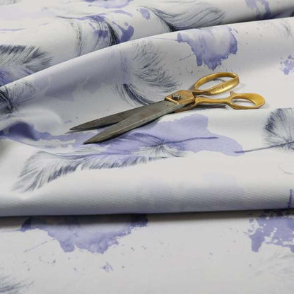 Saleem Printed Velvet Leaf Pattern Velour Soft Velvet Purple Colour Upholstery Fabric - Roman Blinds