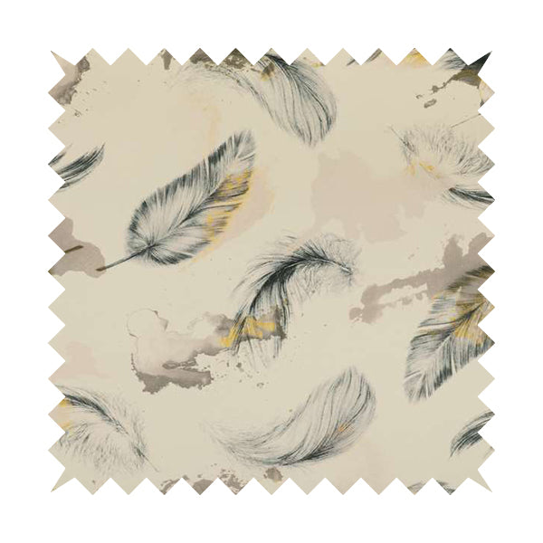 Saleem Printed Velvet Leaf Pattern Velour Soft Velvet White Colour Upholstery Fabric - Roman Blinds