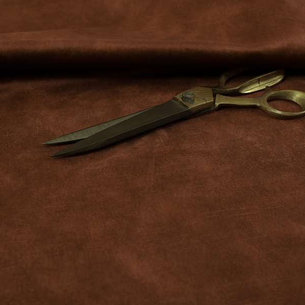 Saluzzo Copper Brown Colour Velvet Smooth Ribbed Velveteen Textured Upholstery Fabric