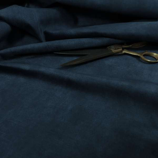 Saluzzo Navy Blue Colour Velvet Smooth Ribbed Velveteen Textured Upholstery Fabric - Made To Measure Curtains