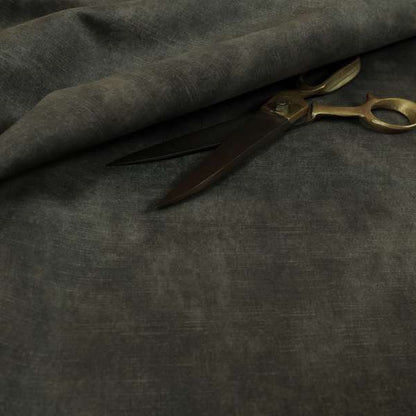 Saluzzo Dark Grey Black Colour Velvet Smooth Ribbed Velveteen Textured Upholstery Fabric - Roman Blinds