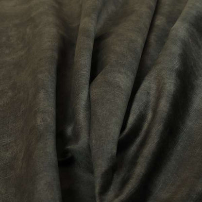 Saluzzo Dark Grey Black Colour Velvet Smooth Ribbed Velveteen Textured Upholstery Fabric - Made To Measure Curtains