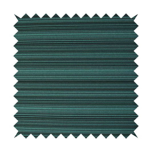 Samantha Black Striped Design Printed Soft Chenille Furnishing Fabric Teal Blue Colour