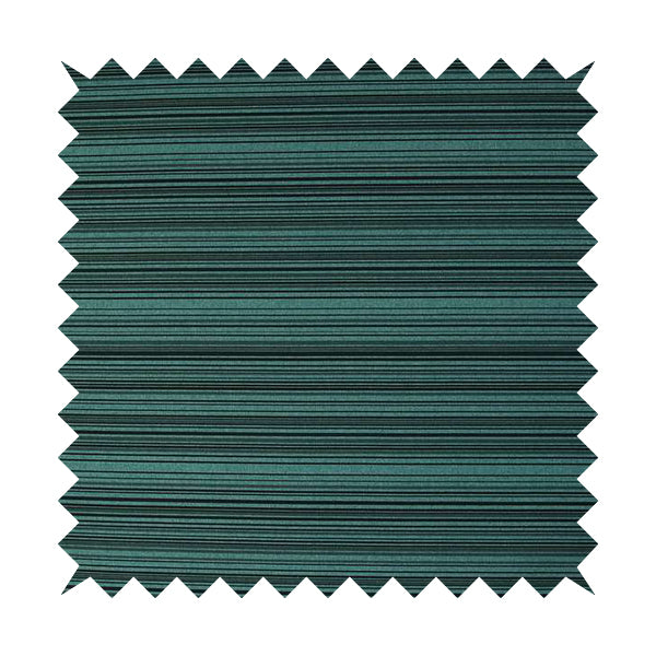 Samantha Black Striped Design Printed Soft Chenille Furnishing Fabric Teal Blue Colour - Made To Measure Curtains