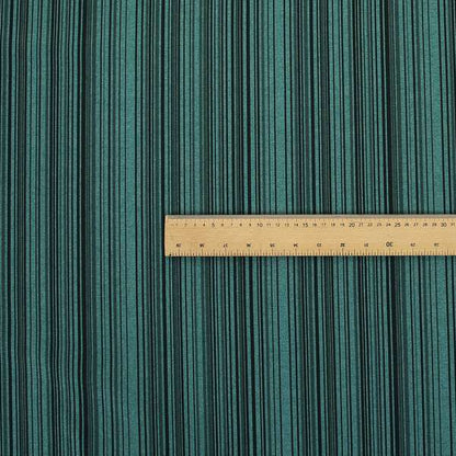 Samantha Black Striped Design Printed Soft Chenille Furnishing Fabric Teal Blue Colour - Handmade Cushions