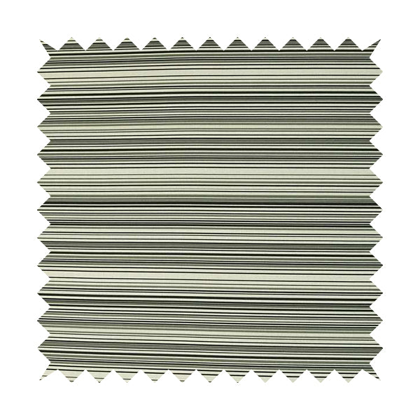 Samantha Black Striped Design Printed Soft Chenille Furnishing Fabric White Colour - Roman Blinds