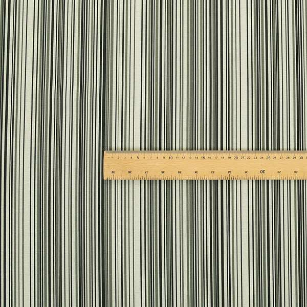 Samantha Black Striped Design Printed Soft Chenille Furnishing Fabric White Colour - Roman Blinds