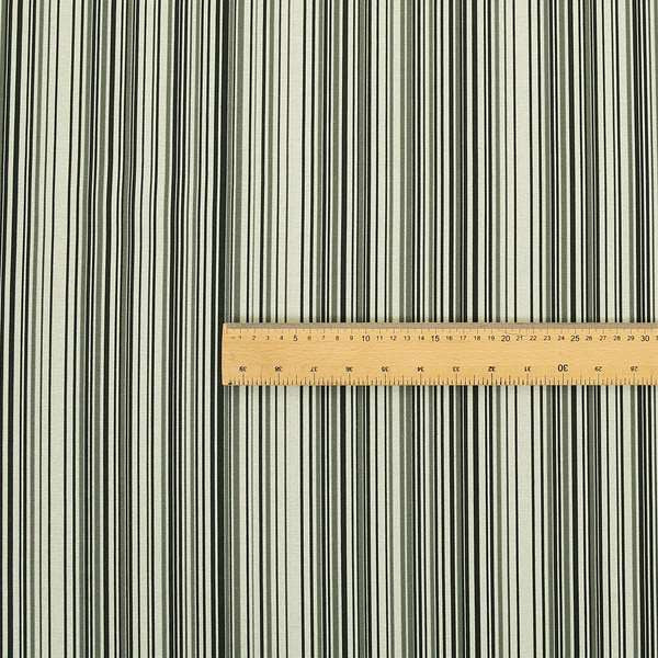 Samantha Black Striped Design Printed Soft Chenille Furnishing Fabric White Colour - Handmade Cushions