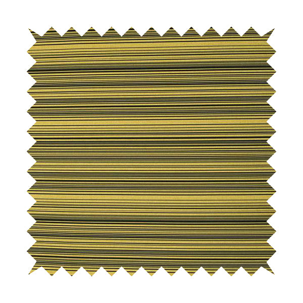 Samantha Black Striped Design Printed Soft Chenille Furnishing Fabric Yellow Colour - Roman Blinds