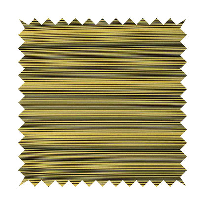 Samantha Black Striped Design Printed Soft Chenille Furnishing Fabric Yellow Colour - Made To Measure Curtains