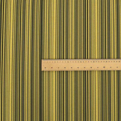 Samantha Black Striped Design Printed Soft Chenille Furnishing Fabric Yellow Colour - Handmade Cushions