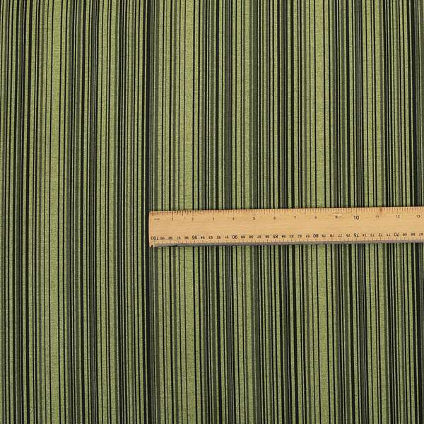 Samantha Black Striped Design Printed Soft Chenille Furnishing Fabric Green Colour - Roman Blinds