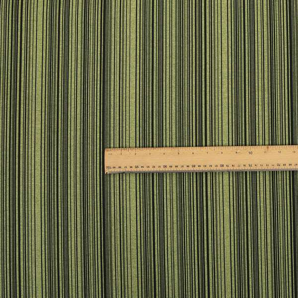 Samantha Black Striped Design Printed Soft Chenille Furnishing Fabric Green Colour - Made To Measure Curtains