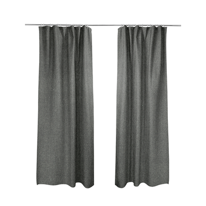 Samaya Cotton Velvet Soft Pastel Coloured Fabric In Grey Black - Made To Measure Curtains